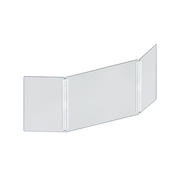 Azar Displays Small Tri Fold Clear Acrylic Plexiglass Shield PPE 53.5 inx23.5 in 176190-100 - main